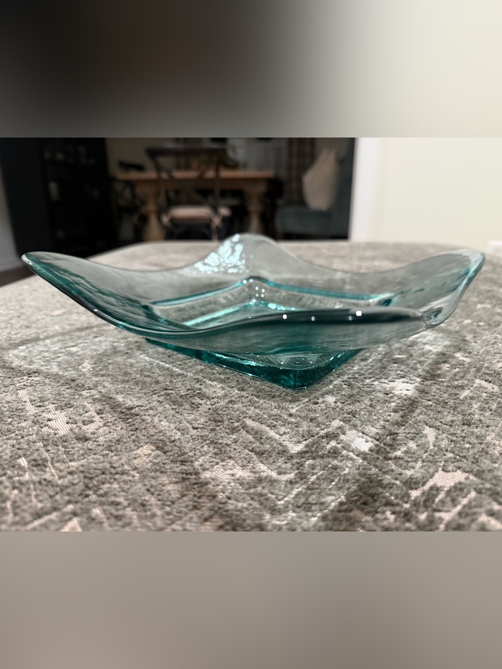 Green Textured Art Glass Centerpiece Bowl 11”